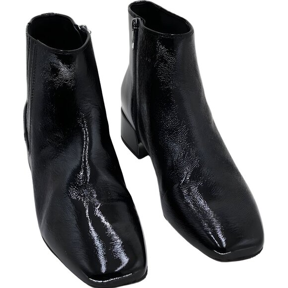 Donald Pliner DASIA black crinkle patent ankle booties women's US 10M - Picture 1 of 6